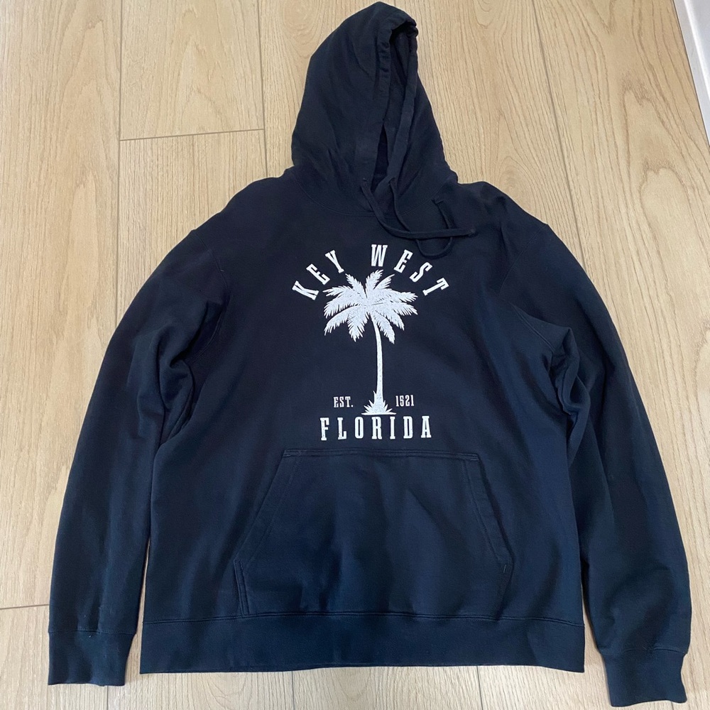 Port and Company Black Hoodie with White Palm Graphic